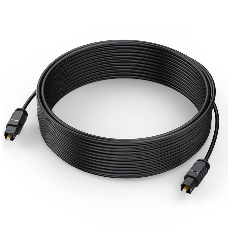 DteeDck Optical Audio Cable 25 feet, Digital Audio Optical Cable Ultra-Thin Cord, Toslink SPDIF Fiber Optic Cable Compatible with TV Sound Bar Home Theater PS4 Xbox Samsung Vizio - Image 1