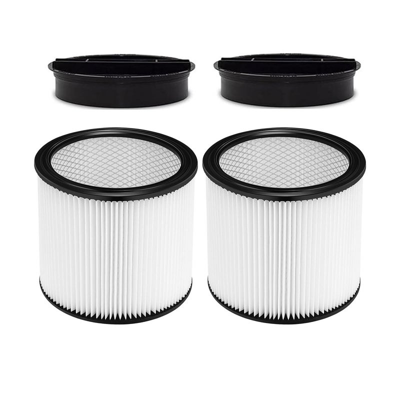 Hihoelar 90304 Replacement Filter for Shop Vac 90304 90350 90333 90585 5 Gallon and Above WetDry Vacuum Cleaners 2 replacement filter2 lids - Image 2