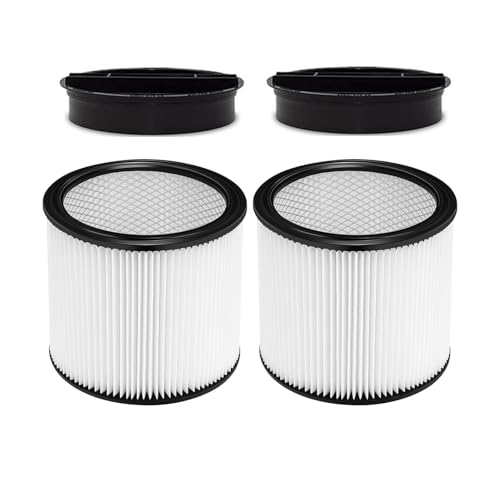 Hihoelar 90304 Replacement Filter for Shop Vac 90304 90350 90333 90585 5 Gallon and Above WetDry Vacuum Cleaners 2 replacement filter2 lids - Image 1