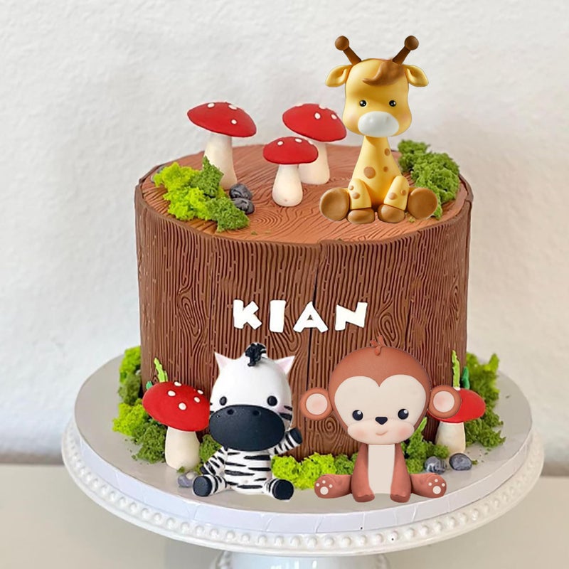 DRWATE Jungle Safari Animal Cake Topper with Lion Giraffe Monkey Elephant Zebra for Wild Animals Themed Birthday Baby Shower Party Supplies (STYLE 1) - Image 3