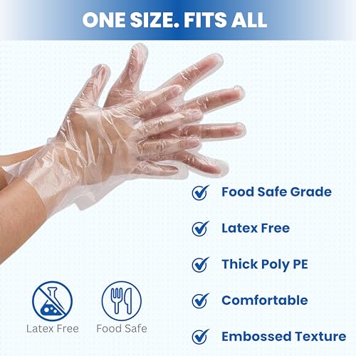 C-Cure Disposable Plastic Hand Gloves Pack of 500 Pcs | Handgloves for Cooking, Dishwashing, Hair Coloring, Cleaning | Latex-Free, Food Safe, Kitchen Gloves For Cutting Vegetables - Image 5