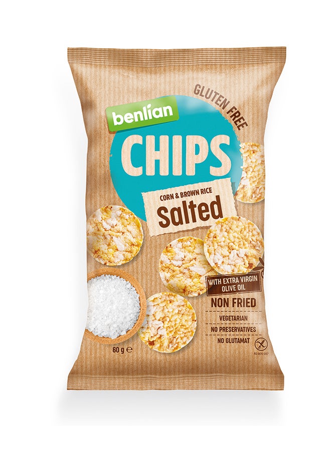 BENLIAN Gluten Free Corn and Brown Rice Salted Chips with Extra Virgin Oil, 60 gm