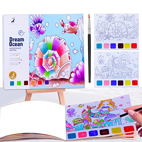 JUNQIU US JUNQIU Watercolor Coloring Books for Kids Ages 48 Pocket Watercolor Painting Book for Toddlers Arts and Crafts for Girls Gifts Stocking Stuffers For Kids - Image 1