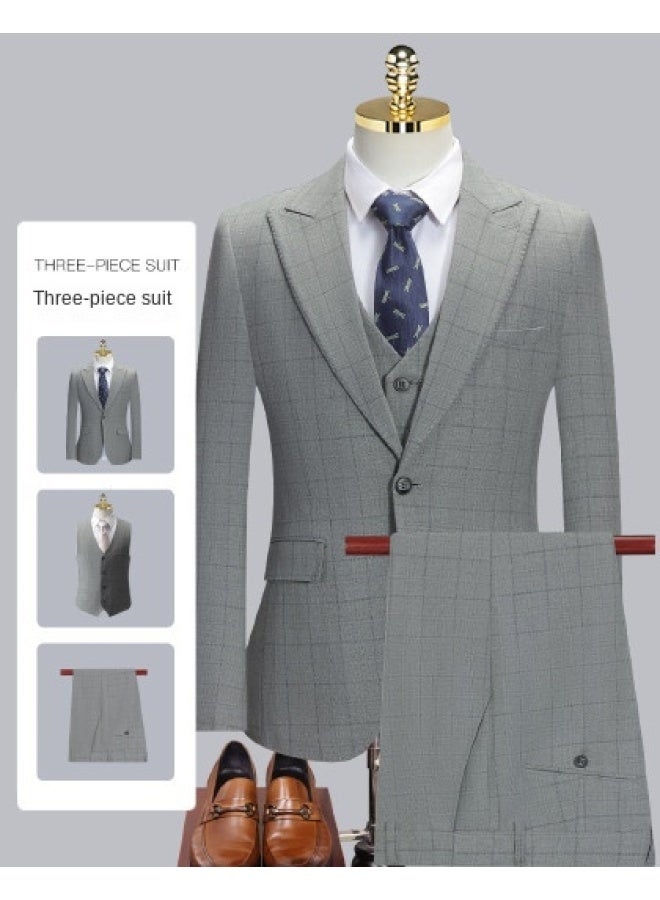 ROMON جاكيت + بنطلون + سترة】طقم ثلاثي للرجال لحفلات الزفاف، ملابس رسمية غير رسمية، بدلة رجالية ضيقة تناسب العريس والرجال المدعوين - Image 1