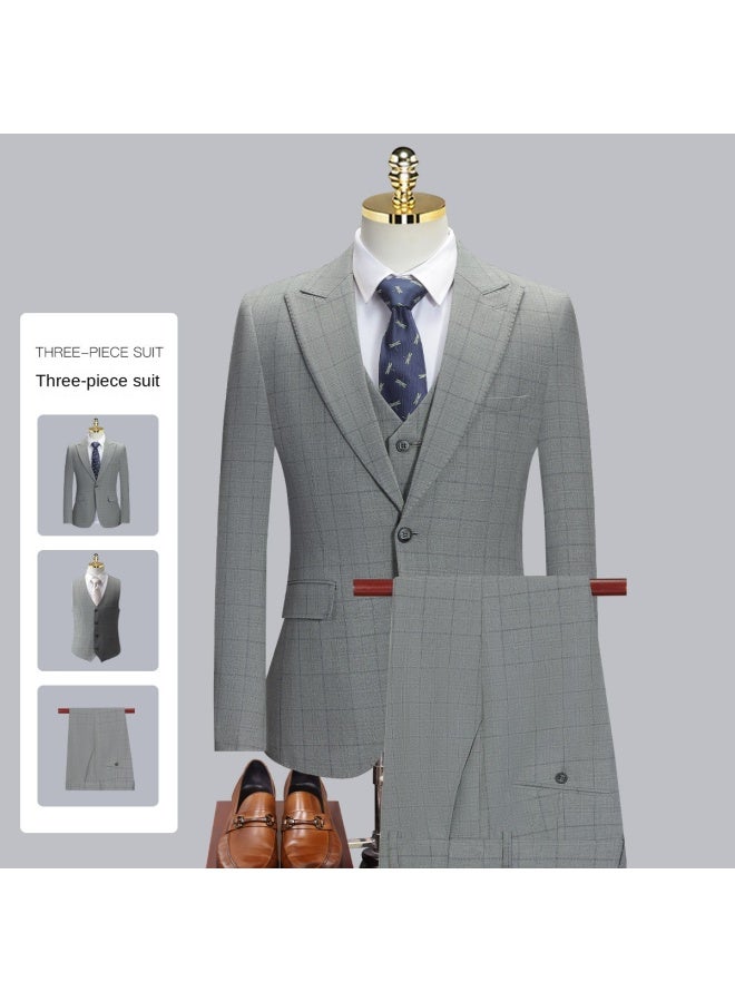 ROMON جاكيت + بنطلون + سترة】طقم ثلاثي للرجال لحفلات الزفاف، ملابس رسمية غير رسمية، بدلة رجالية ضيقة تناسب العريس والرجال المدعوين - Image 2