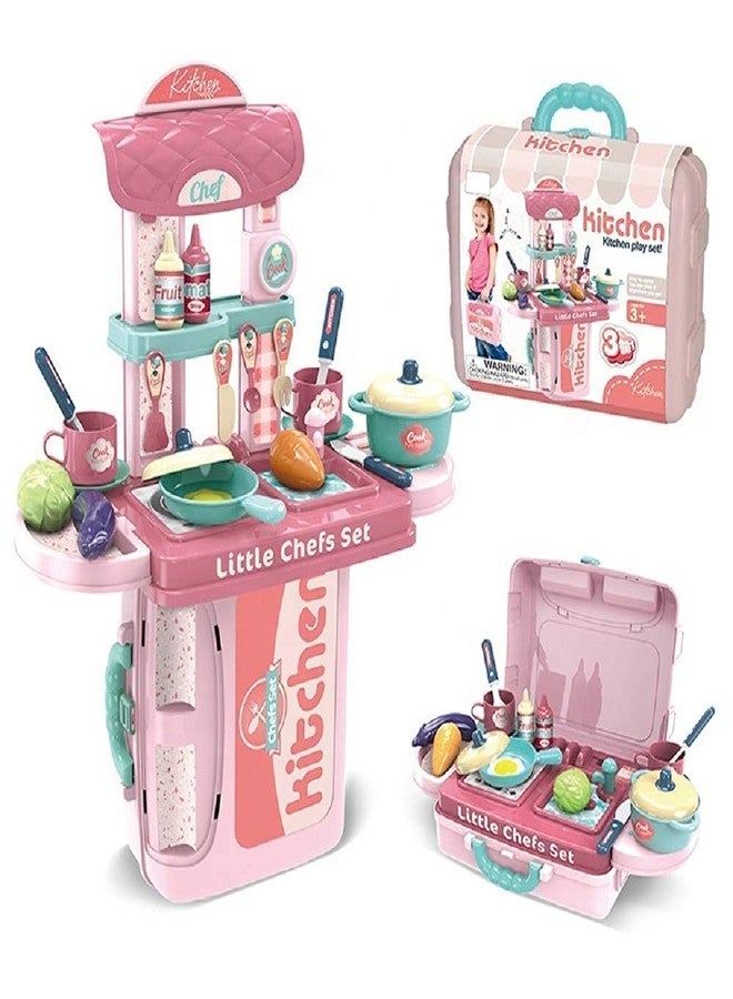 TechHark Kitchen Set For Girls Toy With Cooking Utensils Combo Items, Little Chef Realistic Miniature Chefs Pretend Play/Role Play Home Game, Multi Color. (971 Kitchen) - Image 2