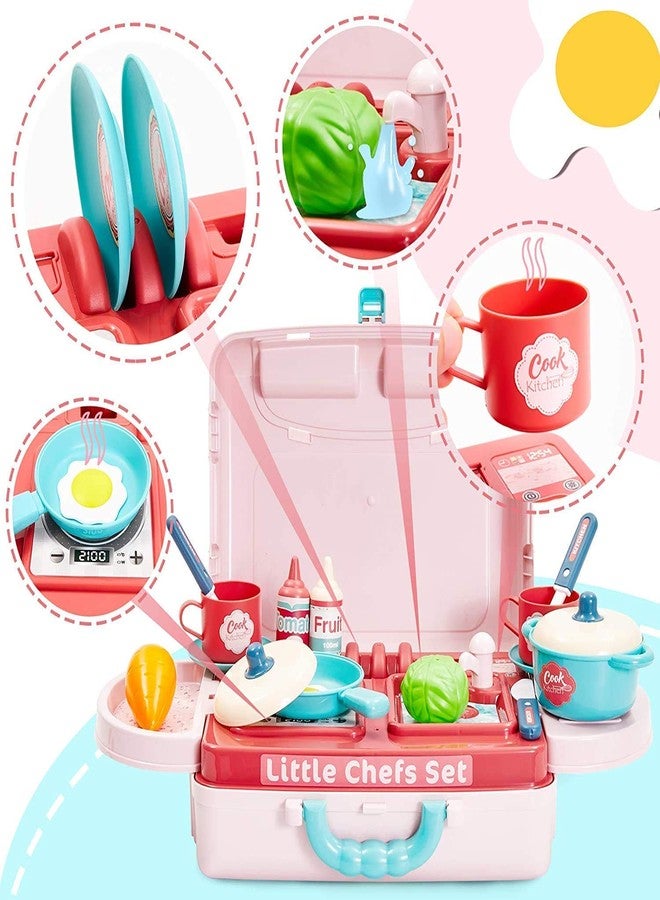 TechHark Kitchen Set For Girls Toy With Cooking Utensils Combo Items, Little Chef Realistic Miniature Chefs Pretend Play/Role Play Home Game, Multi Color. (971 Kitchen) - Image 4