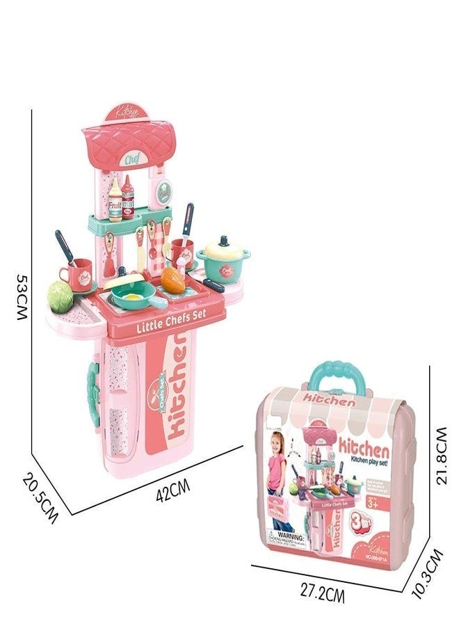 TechHark Kitchen Set For Girls Toy With Cooking Utensils Combo Items, Little Chef Realistic Miniature Chefs Pretend Play/Role Play Home Game, Multi Color. (971 Kitchen) - Image 5