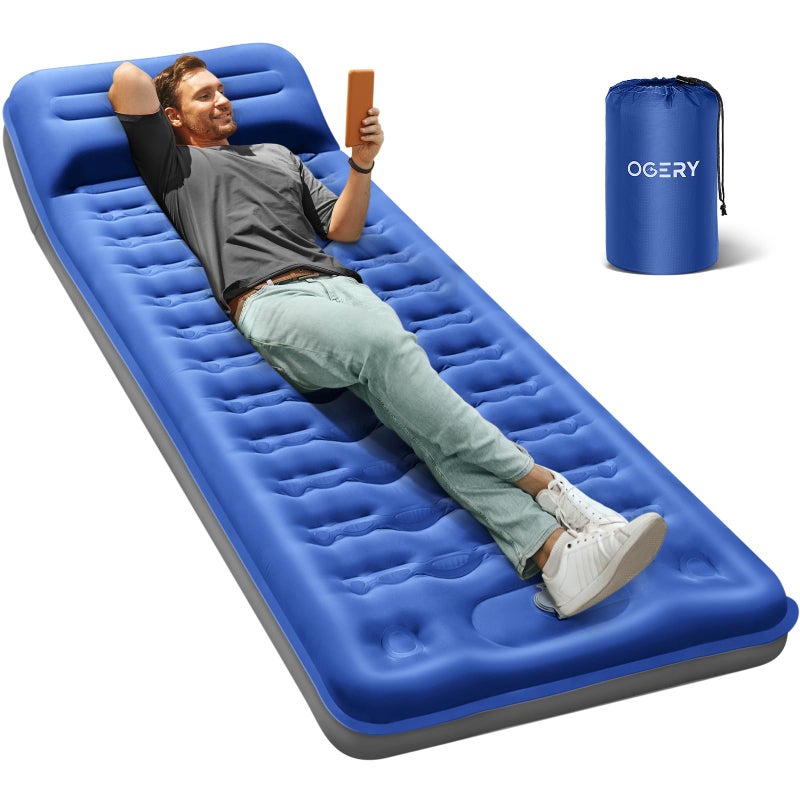 OGERY Sleeping Pad for Camping, 6" Extra-Thick Reinforced Camping Sleeping Pad with Pillows & Built-in Foot Pump, Ultralight Self Inflating Air Mattress Mat for Tent Hiking Essentials Gear - Image 1