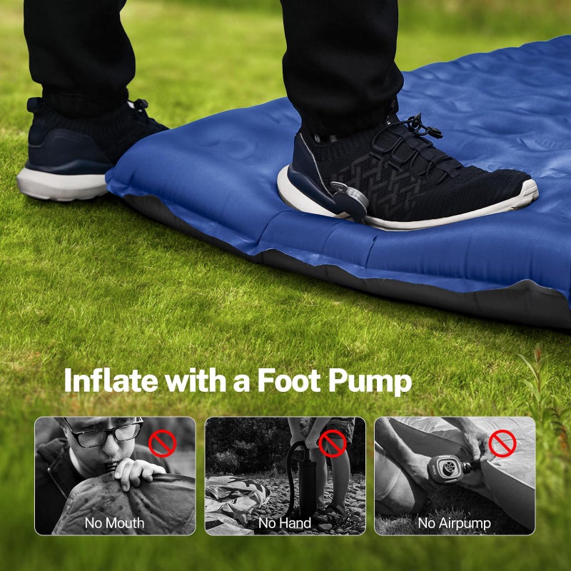 OGERY Sleeping Pad for Camping, 6" Extra-Thick Reinforced Camping Sleeping Pad with Pillows & Built-in Foot Pump, Ultralight Self Inflating Air Mattress Mat for Tent Hiking Essentials Gear - Image 5