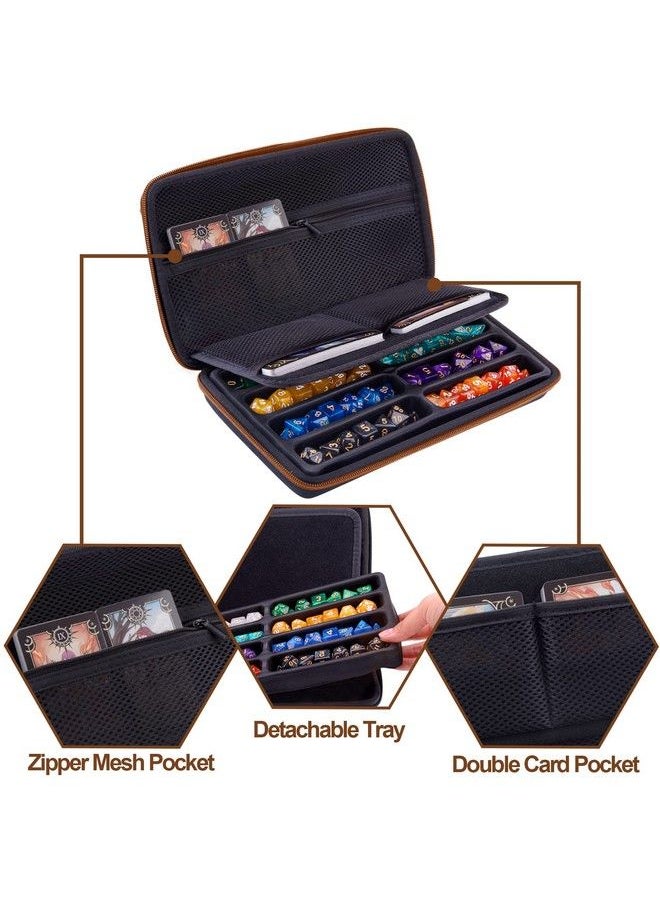 SIQUK - Dice Case Dnd Dice Box Dice Storage Case Dice Organizer Holder With Handle Removable Slotted Tray Holds 8 Sets Dnd Dice For Dungeons & Dragons And Other Rpg Table Games Camel - Image 1
