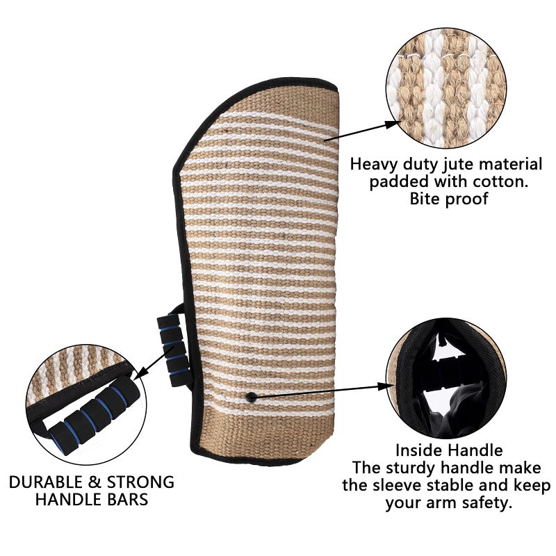 Morezi Dog Bite Sleeve Training Large Dogs, Strong Jute Training Equipment, Fit Pit Bull German Shepherd K9, Puppy Young Dogs Safe Padded Biting Playing Tugging Toy for Either Arm - Black - Image 3