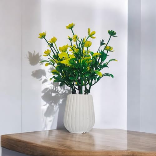 Flora Planet Artificial Plants with Pot for Home Decor, Realistic Looking Home Decoration Items for Living Room, Decor, Durable Plastic, Multi Variety, No Maintenance, 5cm X 14cm, Pack of 4 (4, Oval) - Image 2