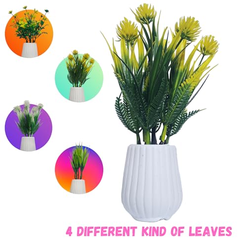 Flora Planet Artificial Plants with Pot for Home Decor, Realistic Looking Home Decoration Items for Living Room, Decor, Durable Plastic, Multi Variety, No Maintenance, 5cm X 14cm, Pack of 4 (4, Oval) - Image 4