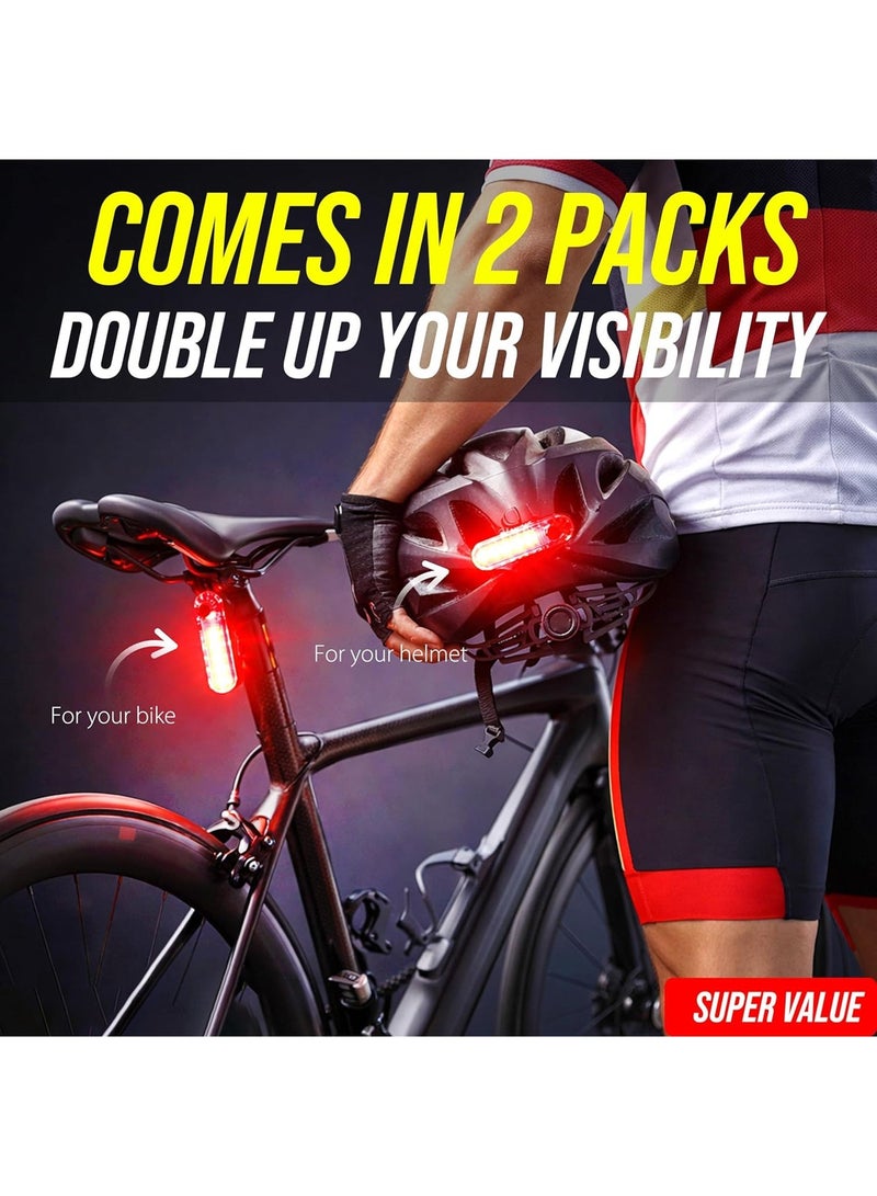 USB-C Rechargeable Bike Tail Light 2 Pack, Bright Bicycle Rear Cycling Safety Flashlight Accessories for Night Riding, 4 Light Modes for Adults Kids Men Women Road Mountain - Image 2