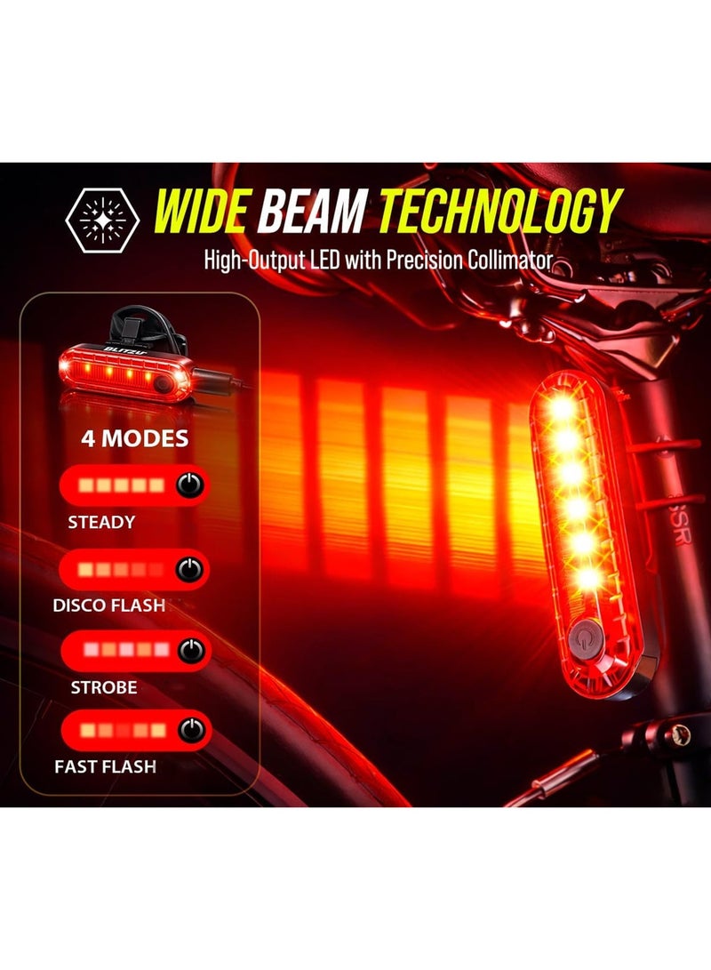 USB-C Rechargeable Bike Tail Light 2 Pack, Bright Bicycle Rear Cycling Safety Flashlight Accessories for Night Riding, 4 Light Modes for Adults Kids Men Women Road Mountain - Image 3