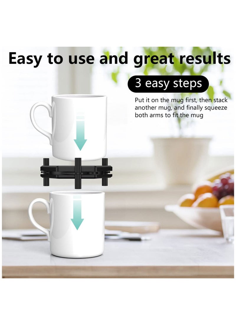 Excefore 6Pcs Coffee Mug Holder, Stackable Coffee Cup Organizer, Adjustable Drinkware Stacker Organizer, Reusable Kitchen Cup Storage Organizer for Cupboard Space Saver - Image 3