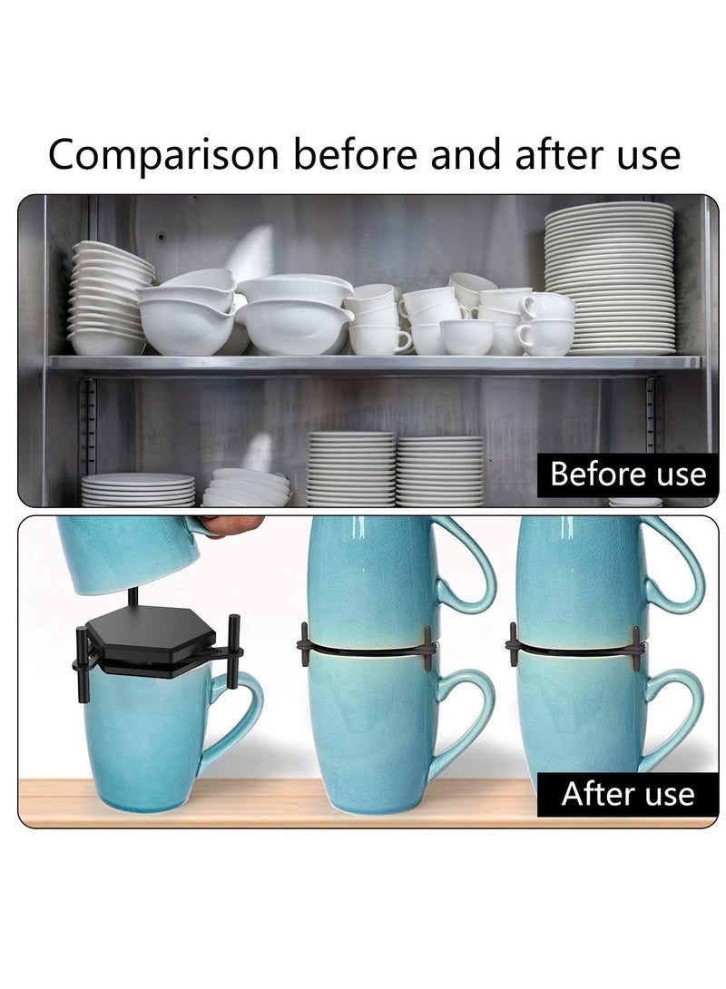 Excefore 6Pcs Coffee Mug Holder, Stackable Coffee Cup Organizer, Adjustable Drinkware Stacker Organizer, Reusable Kitchen Cup Storage Organizer for Cupboard Space Saver - Image 4