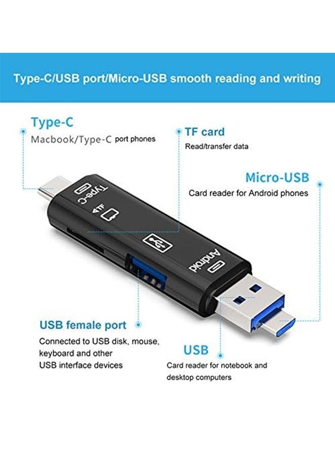 Tersely USB OTG USB C Card Reader, 5IN1 OTG to USB Memory SD Card Adapter Type-C, Micro USB for Micro SDXC, Micro SD, Micro SDHC, Mouse, Keyboard, U Flash for MacBook PC Tablets Smartphones with OTG - Image 2