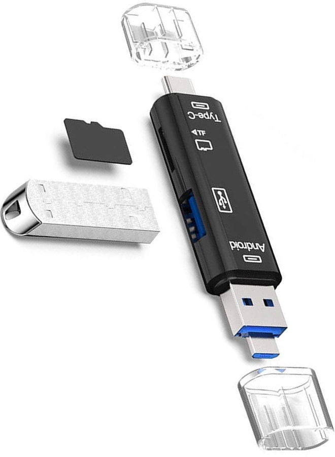 USB OTG USB C Card Reader, 5IN1 OTG to USB Memory SD Card Adapter Type-C, Micro USB for Micro SDXC, Micro SD, Micro SDHC, Mouse, Keyboard, U Flash for MacBook PC Tablets Smartphones with OTG