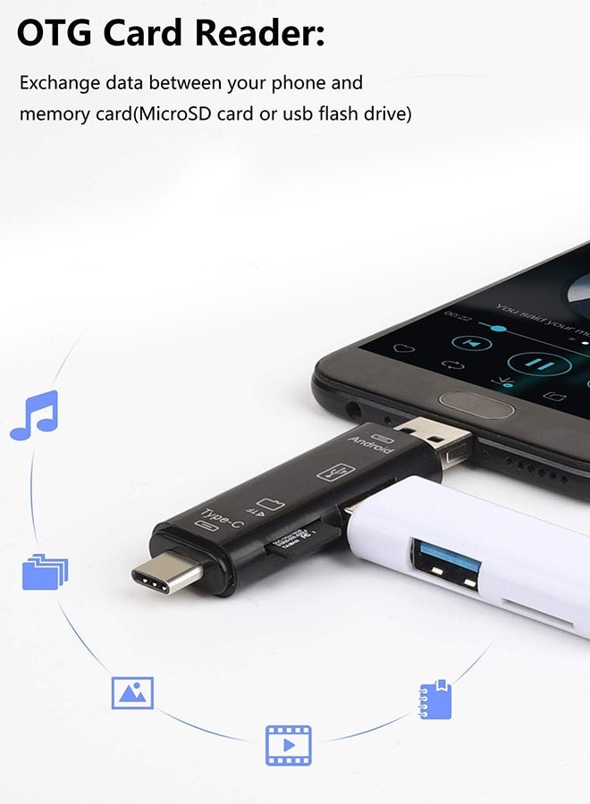 Tersely USB OTG USB C Card Reader, 5IN1 OTG to USB Memory SD Card Adapter Type-C, Micro USB for Micro SDXC, Micro SD, Micro SDHC, Mouse, Keyboard, U Flash for MacBook PC Tablets Smartphones with OTG - Image 5