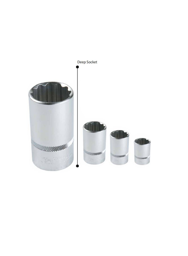 Starex Deep Socket 1/2"x9mm (12Points) Micro Nickle Finish CRV Starex Brand