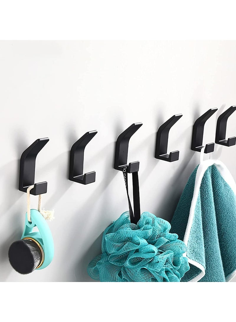 Oasisgalore 6 Pack Heavy Duty Adhesive Hooks - Black, Reusable, Waterproof - for Kitchen, Bathroom, Bedroom  - Image 1