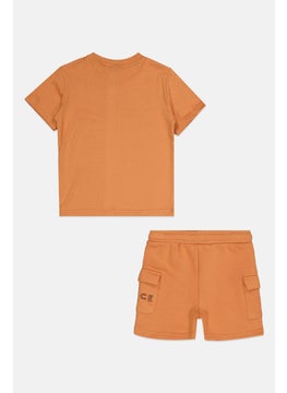 Nicce Toddlers Boy 2 Pieces Brand Logo T-Shirt And Short Set, Orange  - Image 2