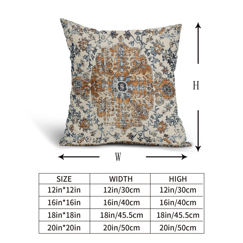 aportt Brown Navy Blue Ethnic Boho Pillow Covers 18X18 Inch Bohemian Carpet Vintage Pillow Cases Gold Black Tan Floral Throw Pillow Set of 2 Home Decor for Room Bedroom Outdoor Porch Patio Cushion - Image 4
