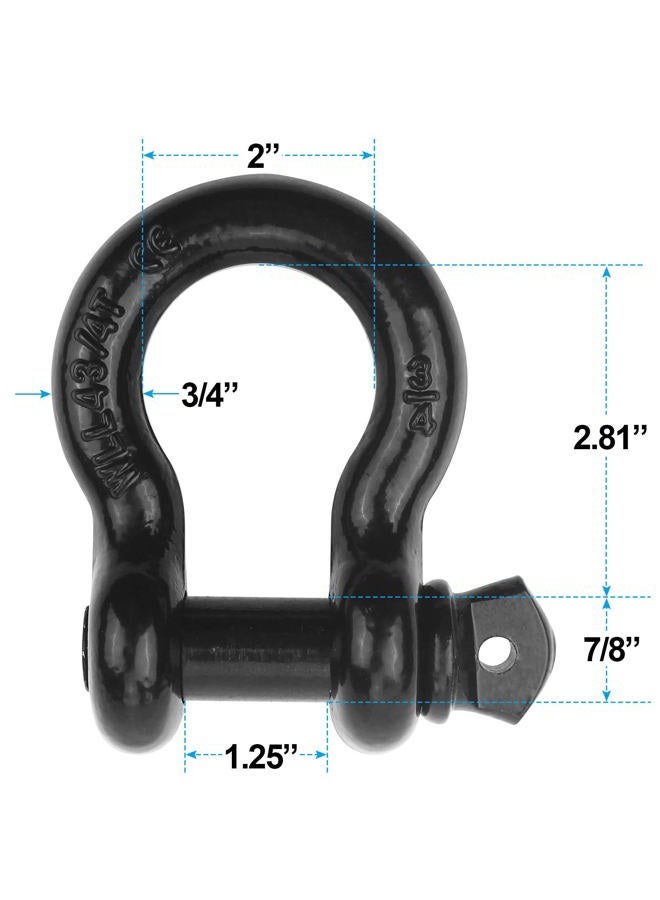 Robbor Shackles 3/4"(2 Pack) D-Ring Shackle Rugged 28.5 Ton (57,000 Lbs) Maximum Break Strength Heavy Duty Tow Shackles Perfect Shackle work with Tow Strap, Winch, Off-Road Jeep Truck Vehicle Recovery - Image 2