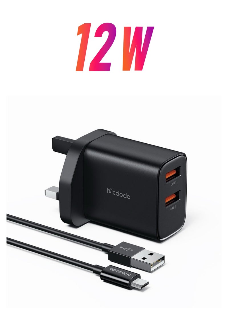 MCDODO 12W DUAL USB PORT CHARGING ADAPTER WITH USB TO MICRO CABLE CH-4793 - Image 1