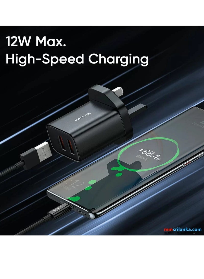 MCDODO 12W DUAL USB PORT CHARGING ADAPTER WITH USB TO MICRO CABLE CH-4793 - Image 3