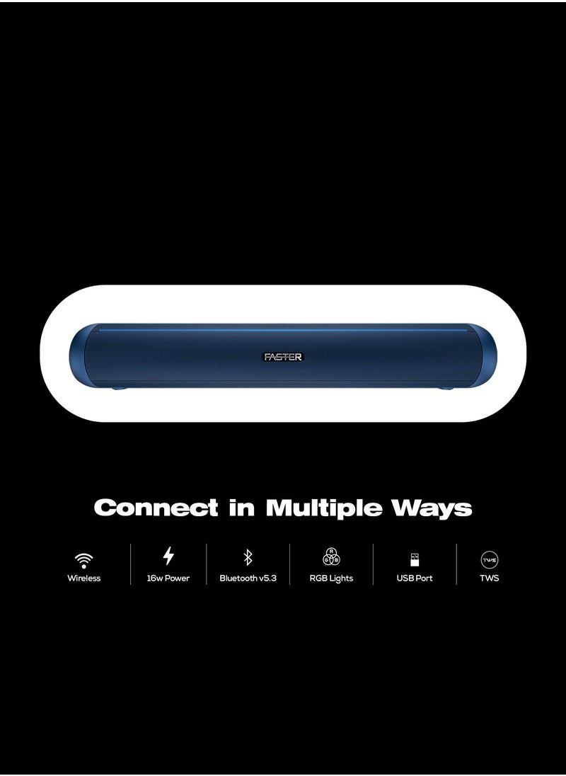 Faster NEXON Z30 Portable 30W Bluetooth Speaker - Wireless Speaker for PC, Laptop, TV, Smartphone & Tablet - Mini Home Theater with Surround Sound - USB/Aux/TF Card Support, Plug & Play - Deep Rich Powerful Sound (Blue)  - Image 4