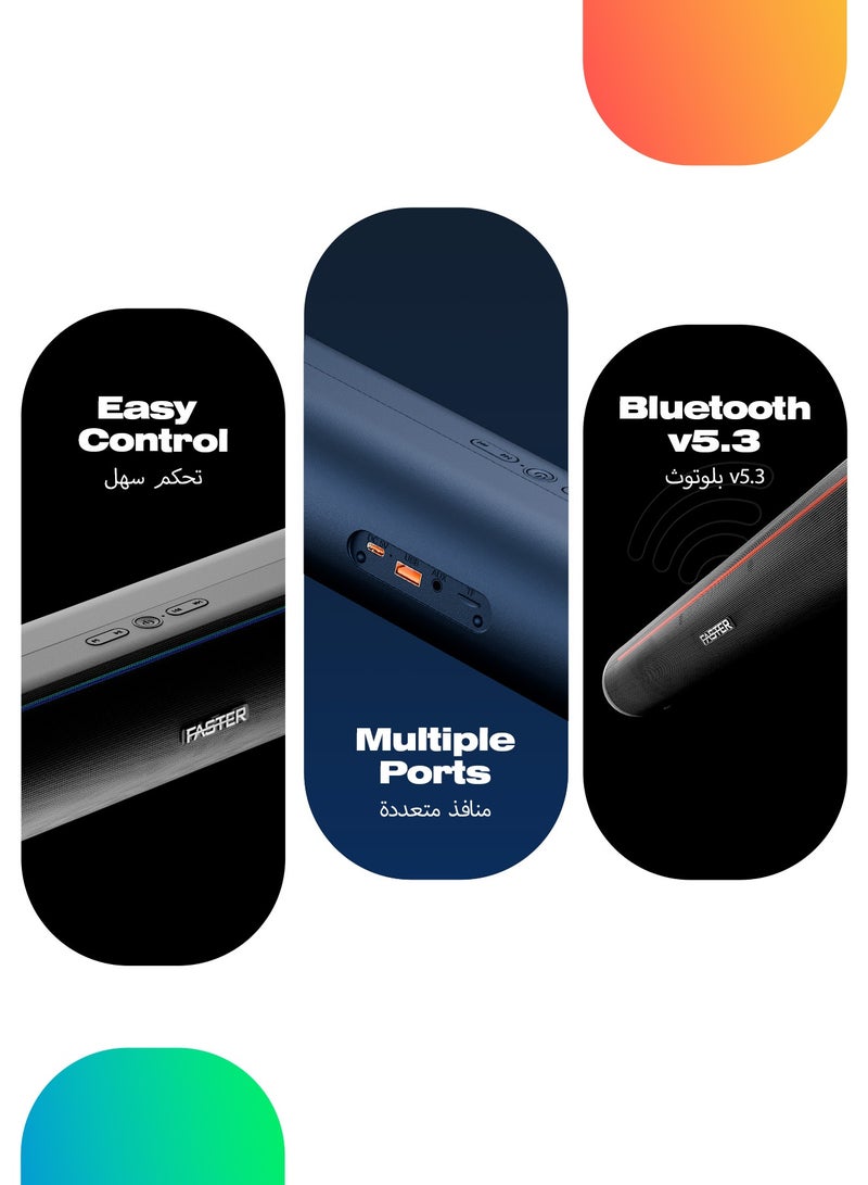 Faster NEXON Z30 Portable 30W Bluetooth Speaker - Wireless Speaker for PC, Laptop, TV, Smartphone & Tablet - Mini Home Theater with Surround Sound - USB/Aux/TF Card Support, Plug & Play - Deep Rich Powerful Sound (Blue) - Image 2