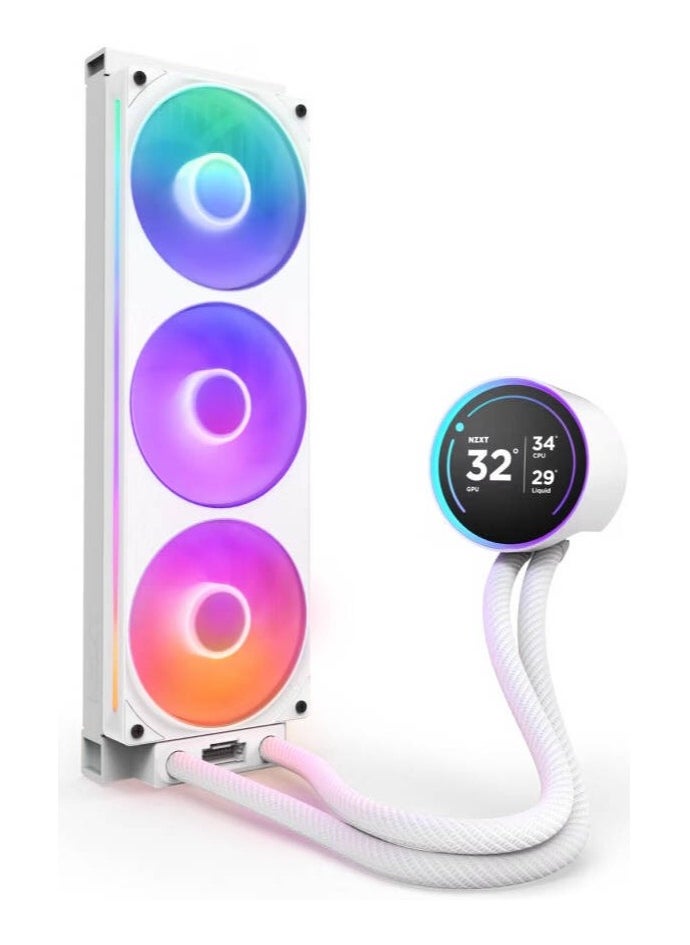 NZXT Kraken Elite 360 RGB (2024) AIO Liquid CPU Cooler, 360mm Radiator, 2.72" IPS 60Hz LCD Display, F360 RGB Core Fan, 75.12 CFM Airflow, 2400 RPM Fan Speed, Fluid Dynamic Bearing, White | RL-KR36E-W2  - Image 2
