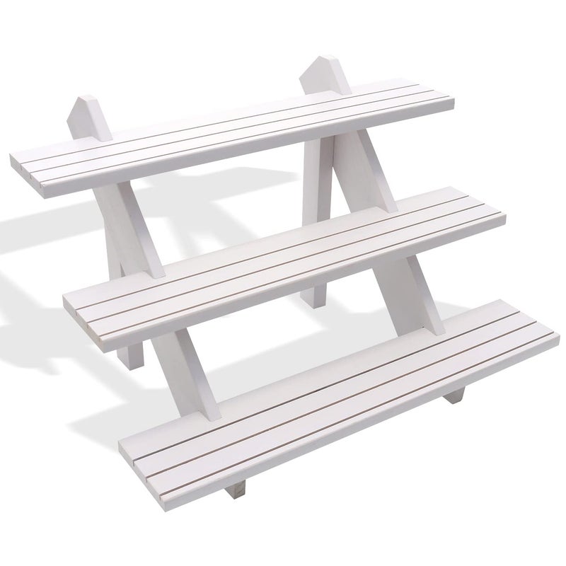 Auroal Auroal 3 Tier Earring Display Stands For Selling Retail Display Riser Earring Ring Holder Stand Removable Countertop Small Merchandise Display Stand for FiguresCupcake Photo White