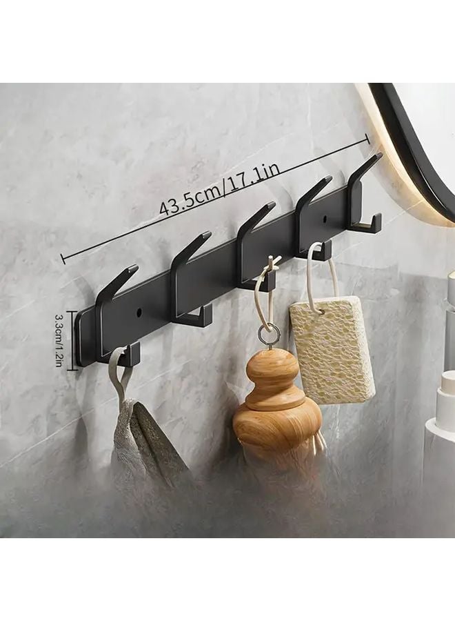 Black 5 Hooks Double Layer Heavy Duty Coat Rack Door Back Storage Hanger For Bathroom Bedroom - Image 1