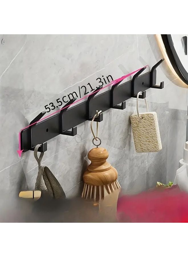 Black 5 Hooks Double Layer Heavy Duty Coat Rack Door Back Storage Hanger For Bathroom Bedroom - Image 4