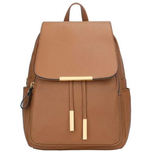 KKXIU Trendy Leather Backpack Purse for Women and Ladies Shoulder Travel Daypacks Bags (A-Brown) - Image 3