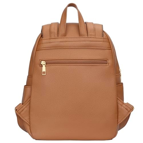 KKXIU Trendy Leather Backpack Purse for Women and Ladies Shoulder Travel Daypacks Bags (A-Brown) - Image 4