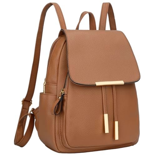 KKXIU Trendy Leather Backpack Purse for Women and Ladies Shoulder Travel Daypacks Bags (A-Brown) - Image 1
