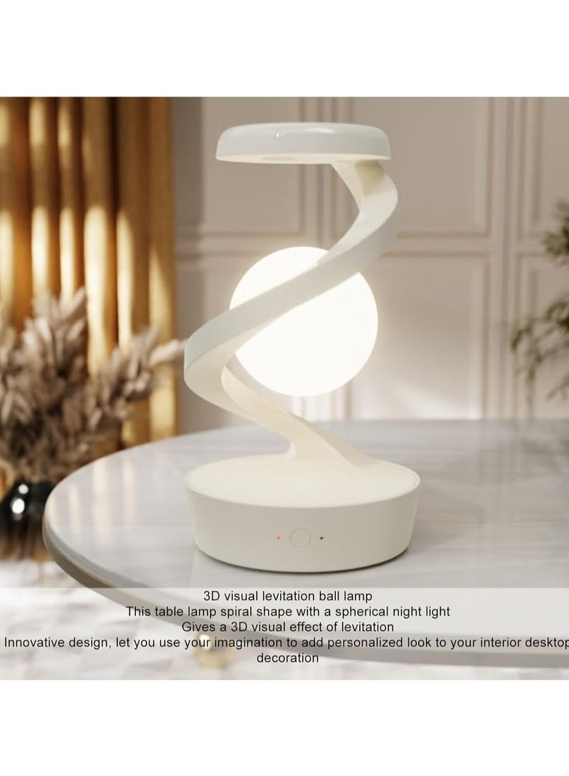 Raxoom Modern Spiral Bedside Lamp, Rotating RGB Suspension Lamp, Innovative 3D Visual Levitation Ball LED Table Lamp, Nightstand Lamps with Magnetic LED Desk Light Bulb for Bedroom, Living Room, Office Decor - Image 1