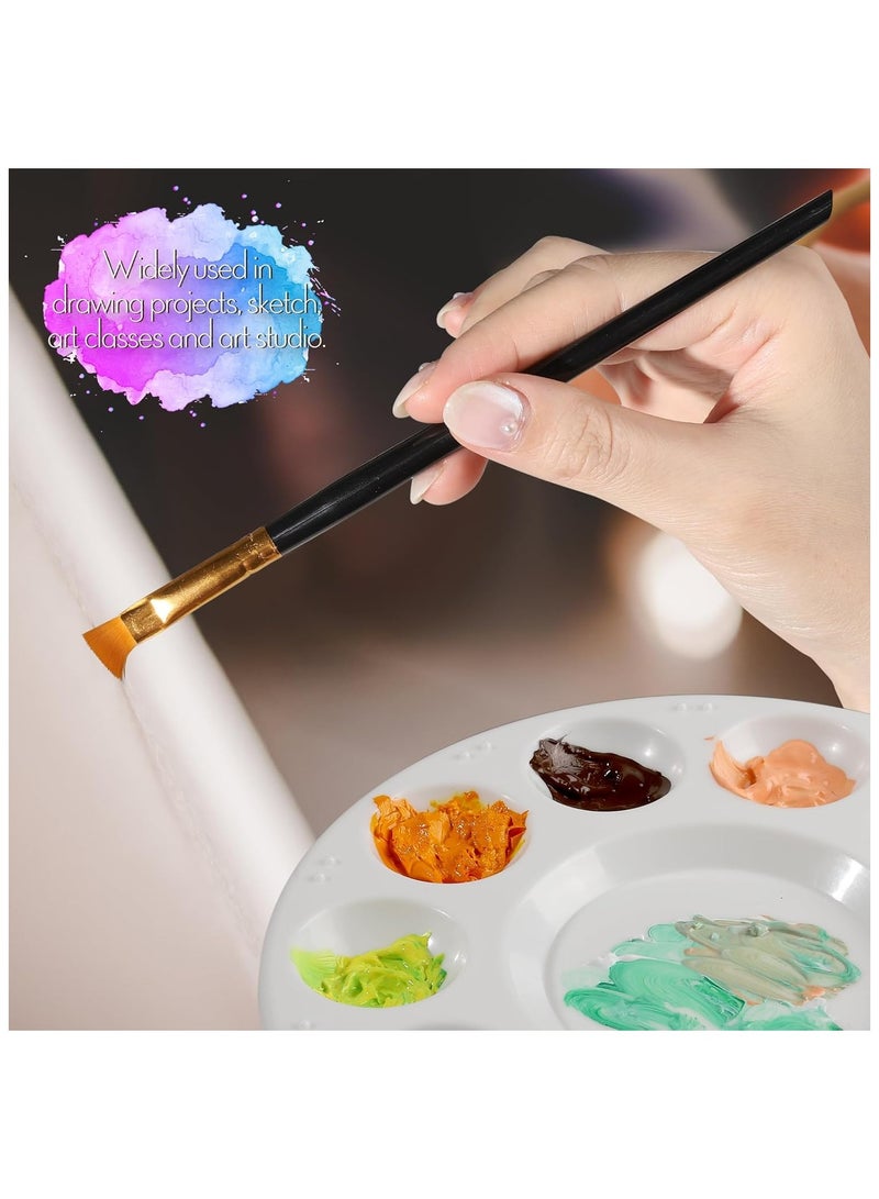 Paint Brushes Set, 10pcs Nylon Hair Brush With 3pcs Round Paint Trays, Artist Brushes for for Acrylic, Watercolor, Oil, Gouache, Tempera,Rock and Body Painting, Black - Image 5