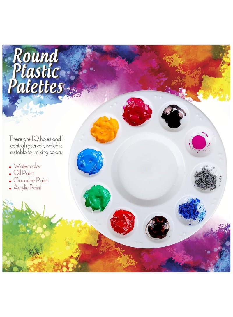 Paint Brushes Set, 10pcs Nylon Hair Brush With 3pcs Round Paint Trays, Artist Brushes for for Acrylic, Watercolor, Oil, Gouache, Tempera,Rock and Body Painting, Black - Image 4