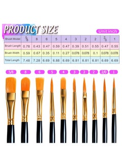 Generic Paint Brushes Set, 10pcs Nylon Hair Brush With 3pcs Round Paint Trays, Artist Brushes for for Acrylic, Watercolor, Oil, Gouache, Tempera,Rock and Body Painting, Black  - Image 2