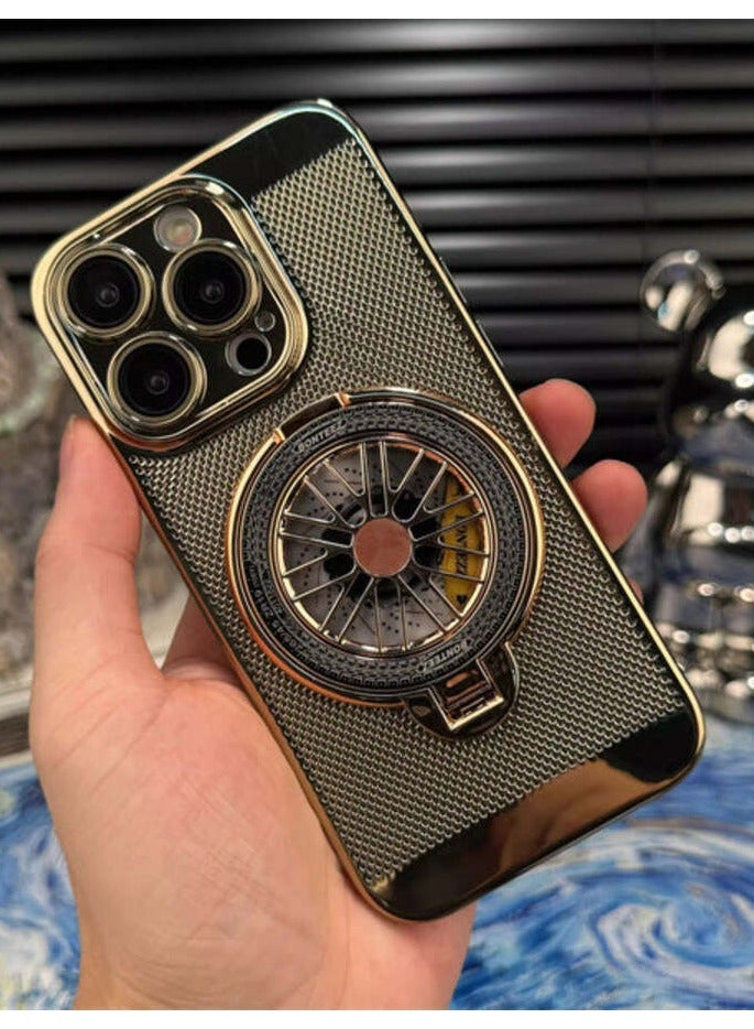 Genric And Innovative Universal Back Cover For IPhone 14 Pro Max With Stand In Gold - Image 3