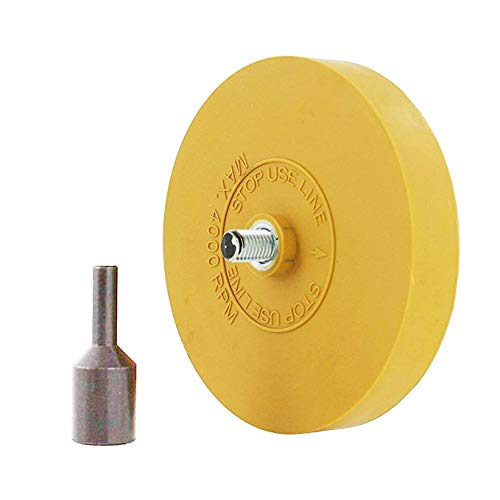 WEUPE Rubber Eraser Wheel Tool Kit - 4 inc Pad & Arbor, Power Drill Attachment for Removing Pinstripes, Adhesives, Stickers, Vinyl Decal Remover for Cars, Boats, RVs and Trucks - Image 1