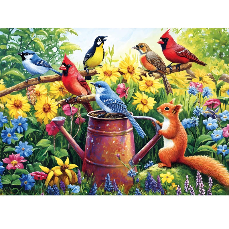 DAGIRT 500 Piece Puzzles for Adults Flowers Garden Puzzles Birds Squirrels Jigsaw Puzzles 500 Pieces Challenging Jigsaw Puzzles Great for Birthday Party Gathering Finished Size is 205 x 15 in - Image 3