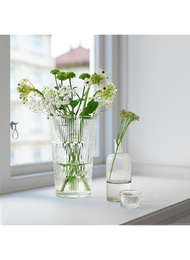 Zaboon Vase, Clear Glass/Patterned, 22 Cm - Image 4