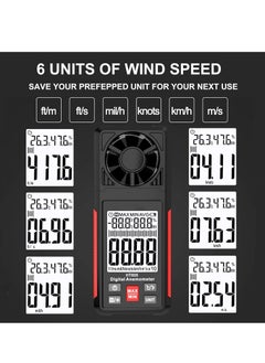SYOSI Handheld Anemometer, Digital Wind Gauges Wind Speed Meter Measures Wind Speed, Temperature, Humidity with Large Backlit LCD Display, MAX/MIN, Data Hold for Shooting Windsurfing Fishing Hunting HT605  - Image 2